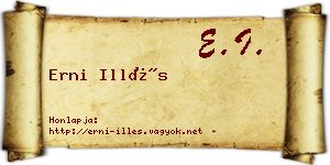 Erni Illés névjegykártya